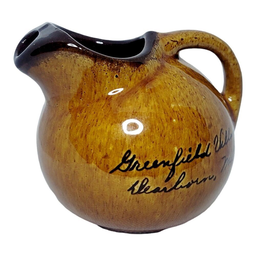 VTG REDWARE PITCHER CREAMER GREENFIELD VILLAGE DEARBORN CANADA SOUVENIR